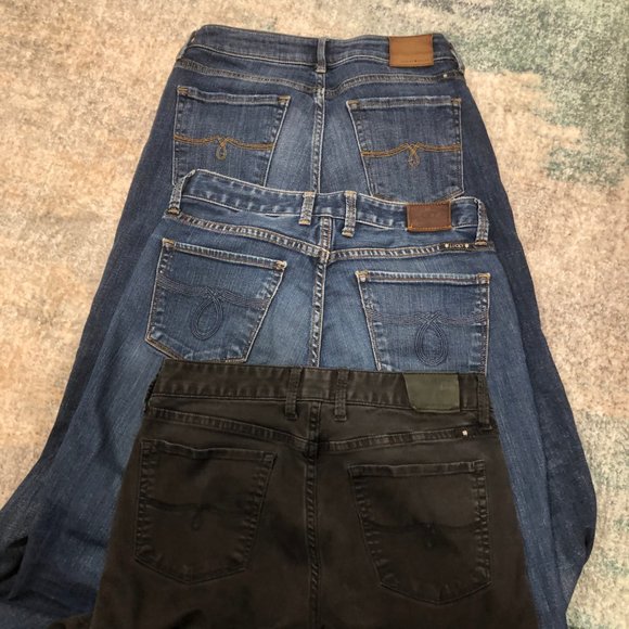 Lot (3) Lucky Brand Jeans Size 2 (26) - 2 bootcut and 1 skinny, women's petite - Picture 3 of 4